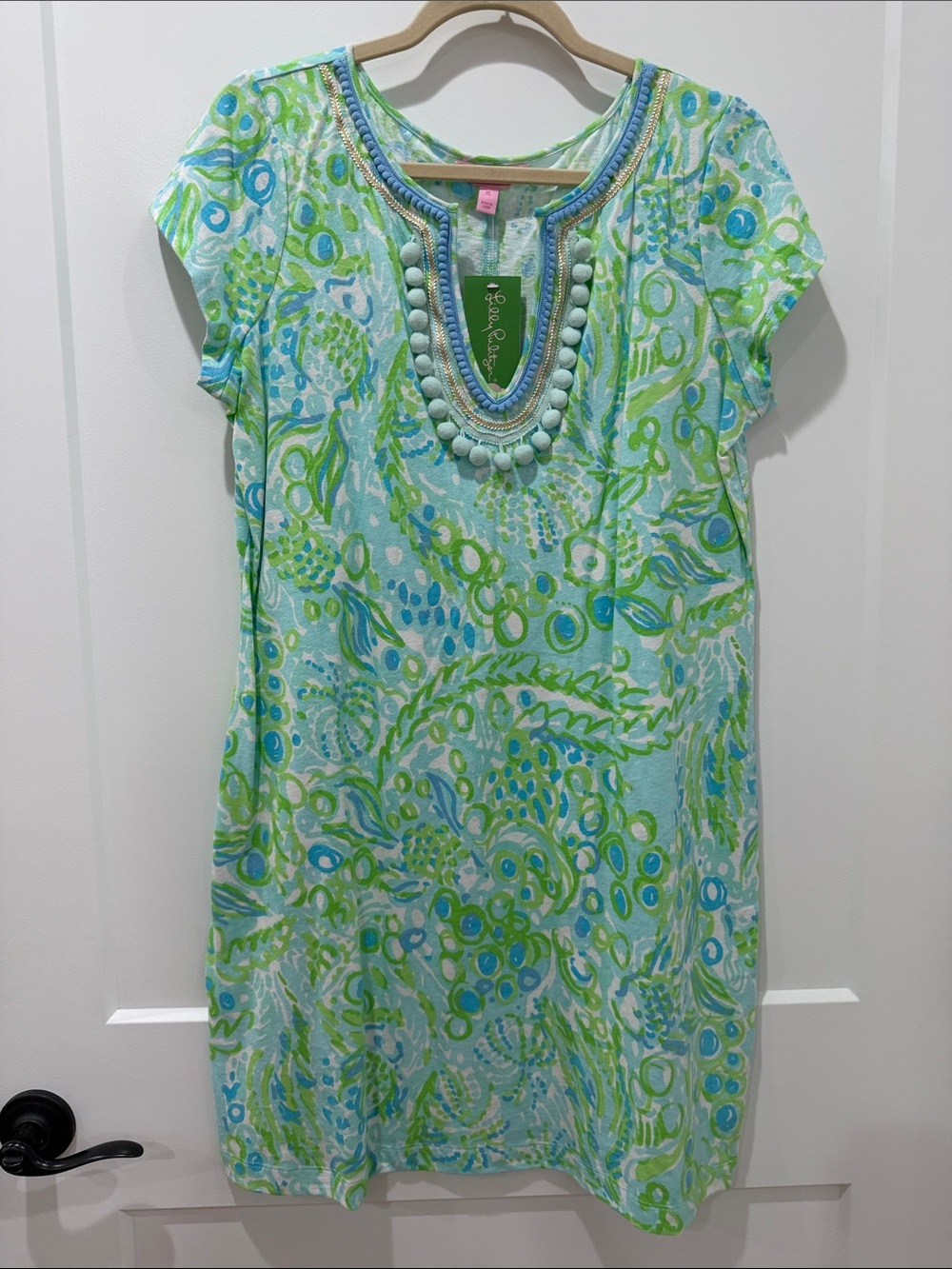 Lilly Pulitzer Pool Blue Any Fins Possible Harper Dress XL